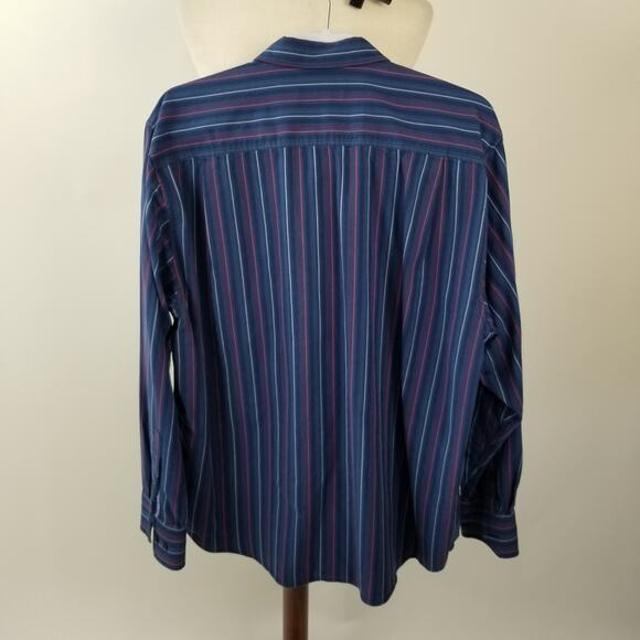 Tommy Bahama Blue Red Striped Men's Button Down Shirt Silk Blend Excellent XL - Picture 3 of 6
